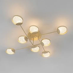 Top 10 🤩 QAZQA Deckenleuchte Gold inkl. LED 3-Stufen dimmbar 8 Lichter - Patrick ⭐ -Deckenleuchten Verkaufs-Shop 3279 104519 13