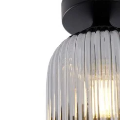 Billig 👏 QAZQA Art Deco Deckenleuchte schwarz mit Rauchglas - Banci 🤩 -Deckenleuchten Verkaufs-Shop 3293 103530 3