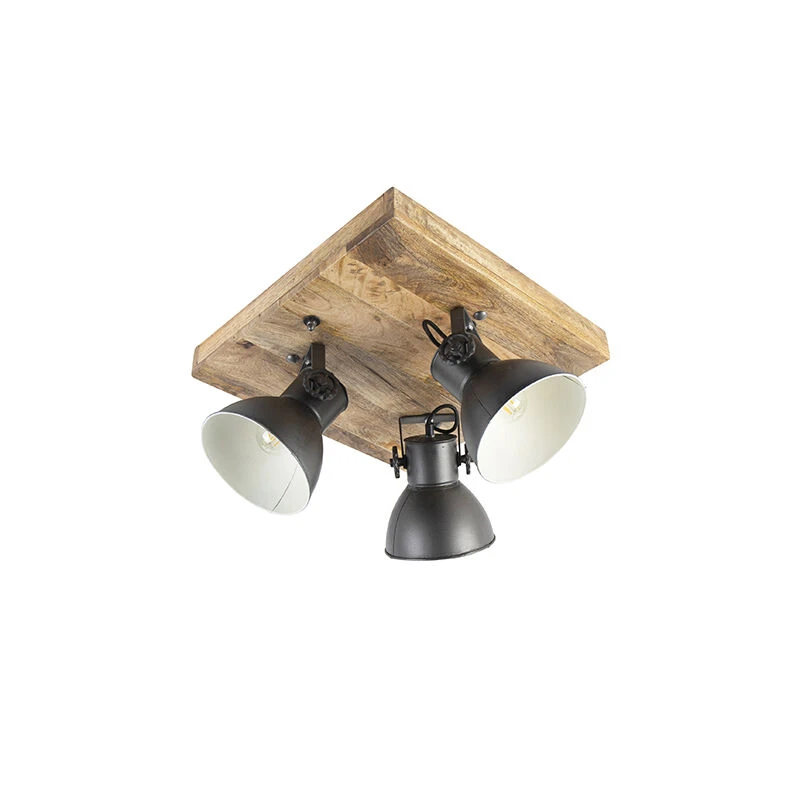 Besorgen 😀 QAZQA Industriestrahler schwarz mit Mangoholz 3 Lichter - Mangos 💯 12 Besorgen 😀 QAZQA Industriestrahler schwarz mit Mangoholz 3 Lichter - Mangos 💯 – Bild 12