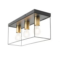 Neu ✔️ QAZQA Minimalistische plafondlamp zwart met goud 3-lichts - Kodi 🔥 -Deckenleuchten Verkaufs-Shop 3332 105606 7