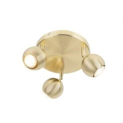 Am billigsten 👍 QAZQA Retro Rundstrahler Messing mit Deckenplatte 3 Leuchten - Gissi 🥰