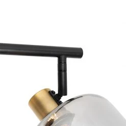 Großhandel 😀 QAZQA Plafondspot zwart met smoke glas langwerpig 3-lichts - Zuzanna 🥰 -Deckenleuchten Verkaufs-Shop 3351 105504 4