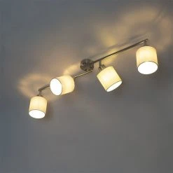 Top 10 🎁 QAZQA Deckenstrahler Stahl mit weißem Schirm 4-Licht verstellbar - Hetta 🧨 -Deckenleuchten Verkaufs-Shop 3354 102397 8