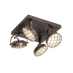 Brandneu ✔️ QAZQA Vintage Deckenlampe rostbraun eckig 4-flammig - Tamina 😍 -Deckenleuchten Verkaufs-Shop 3354 104431 6