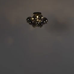 Schlussverkauf 😀 QAZQA Design Deckenleuchte schwarz mit Rauchglas 3-Licht - Uvas 😀 -Deckenleuchten Verkaufs-Shop 3390 102342 9