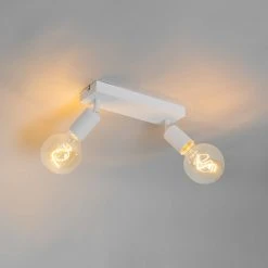 Beste Bewertungen von ❤️ QAZQA Moderne spot wit rechthoekig 2-lichts - Facil 👍 -Deckenleuchten Verkaufs-Shop 3412 105778 10