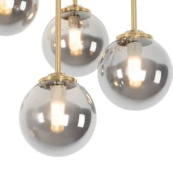 Rabatt 🤩 QAZQA Moderne Deckenleuchte Gold 9-Lichter mit Rauchglas - Athen 🛒 -Deckenleuchten Verkaufs-Shop 3422 103141 2