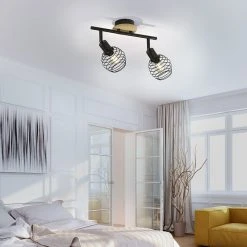 Bestes Angebot 🧨 Paul Neuhaus Design Deckenspot schwarz mit Holz 2-flammig - Profits ⭐