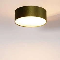 Bestes Angebot 🥰 QAZQA Deckenleuchte grün 30 cm mit goldener Innenseite - Drum 🎉 -Deckenleuchten Verkaufs-Shop 3482 105477 9