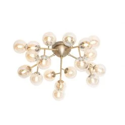 Bestes Angebot 👏 QAZQA Moderne Deckenleuchte Bronze mit Bernsteinglas 20 Lichter - Bianca 👍 -Deckenleuchten Verkaufs-Shop 3525 104770 7