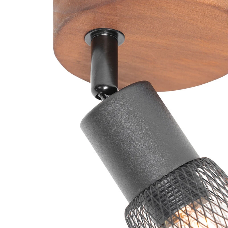 Bestpreis 🎁 QAZQA Industrieller Spot schwarz mit Holz - Kristina 🔥 7 Bestpreis 🎁 QAZQA Industrieller Spot schwarz mit Holz - Kristina 🔥 – Bild 7