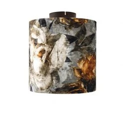 Brandneu 🤩 QAZQA Deckenleuchte schwarzer Samtschirm Blumenmuster 25 cm - Kombi 🥰 -Deckenleuchten Verkaufs-Shop 3561 104214 4