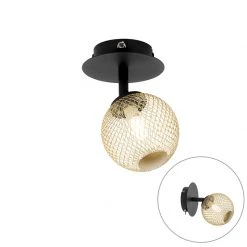 Budget 😍 QAZQA Spot schwarz mit gold verstellbar - Athens Wire ✔️