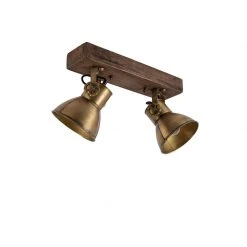 Am billigsten 🔥 QAZQA Deckenleuchte Bronze 2-Lichter mit Holz - Mangos 🌟 -Deckenleuchten Verkaufs-Shop 3579 102353 12