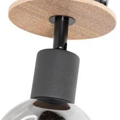 Aktion 🛒 QAZQA Art Deco spot zwart met smoke glas en hout - Vidro ✔️ -Deckenleuchten Verkaufs-Shop 3581 105595 5