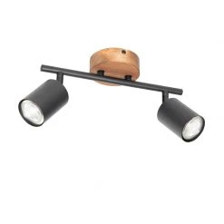 Bestpreis ✔️ QAZQA Industriële spot zwart met hout kantelbaar 2-lichts - Jeana 🌟 -Deckenleuchten Verkaufs-Shop 3611 105641 12