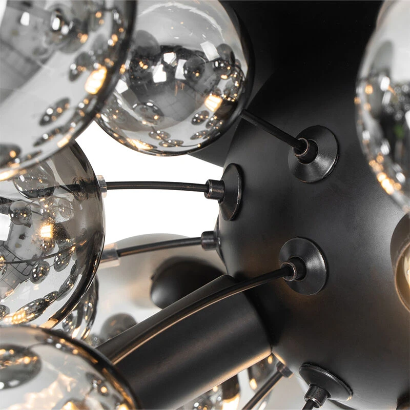 Bestes Angebot 🛒 QAZQA Deckenleuchte schwarz mit Rauchglas 50 cm 4-flammig - Explode 🧨 6 Bestes Angebot 🛒 QAZQA Deckenleuchte schwarz mit Rauchglas 50 cm 4-flammig - Explode 🧨 – Bild 6