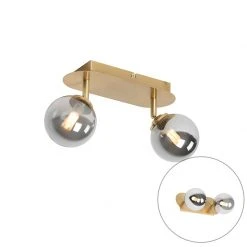 Schlussverkauf 😉 QAZQA Spot Gold 2-Licht verstellbar mit Rauchglas - Athen 😍