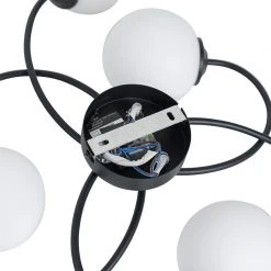 Angebote 😉 QAZQA Moderne Deckenleuchte schwarz mit Opalglas 6-flammig - Athens 🌟 -Deckenleuchten Verkaufs-Shop 3621 105244 9