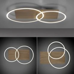 Bestes Angebot ❤️ Paul Neuhaus Deckenleuchte Holz rund inkl. LED 2-flammig mit Fernbedienung - Ajdin ✨ -Deckenleuchten Verkaufs-Shop 3645 105299 8