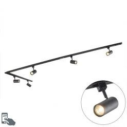 Aktion 🎁 QAZQA Smart Rail System schwarz 5 Spots inkl. 5 Wifi GU10 - Jeana 💯
