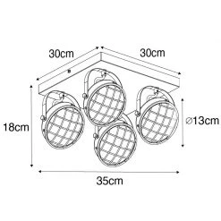 Brandneu ✔️ QAZQA Vintage Deckenlampe rostbraun eckig 4-flammig - Tamina 😍 -Deckenleuchten Verkaufs-Shop 3668 104431 3