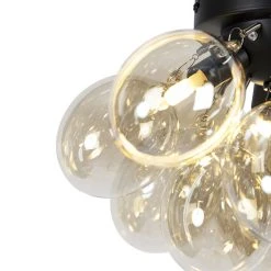 Schlussverkauf ❤️ QAZQA Design Deckenleuchte schwarz mit Braunglas 3-Licht - Uvas 🌟 -Deckenleuchten Verkaufs-Shop 3690 102341 2