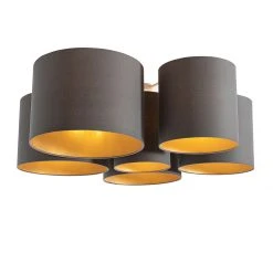 Beste Bewertungen von 💯 QAZQA Plafondlamp taupe met gouden binnenkant 6-lichts - Multidrum 😍 -Deckenleuchten Verkaufs-Shop 3727 105740 4