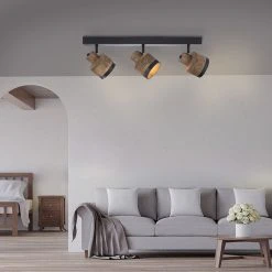 Neu 🛒 Paul Neuhaus Vintage Deckenspot schwarz mit Holz 3-flammig - Romy 🤩 -Deckenleuchten Verkaufs-Shop 3747 105286 7