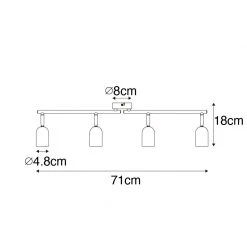 Besorgen 👏 QAZQA Industriedeckenfleck schwarz mit Beton 4-Licht - Pedra 🔔 -Deckenleuchten Verkaufs-Shop 3752 103169 4