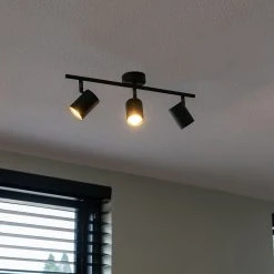 Brandneu 🎁 QAZQA Industriestrahler schwarz kippbar - Jeana 3 👍 -Deckenleuchten Verkaufs-Shop 3776 93287 8