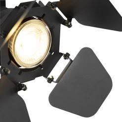 Schlussverkauf 😉 QAZQA Industriestudio Spot schwarz GU10 mit Klappen - Film 👍 -Deckenleuchten Verkaufs-Shop 3792 96892 7