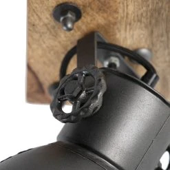 Am billigsten 🎁 QAZQA Industrie Spot schwarz mit Mangoholz 18 cm - Mangos ✔️ -Deckenleuchten Verkaufs-Shop 3819 98833 3