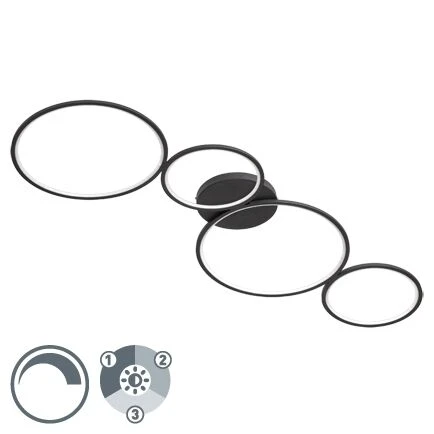 Top 10 😉 Trio Leuchten Design Deckenleuchte schwarz inkl. LED 3 Stufen dimmbar - Lupolo 💯 -Deckenleuchten Verkaufs-Shop 3820 102109 0