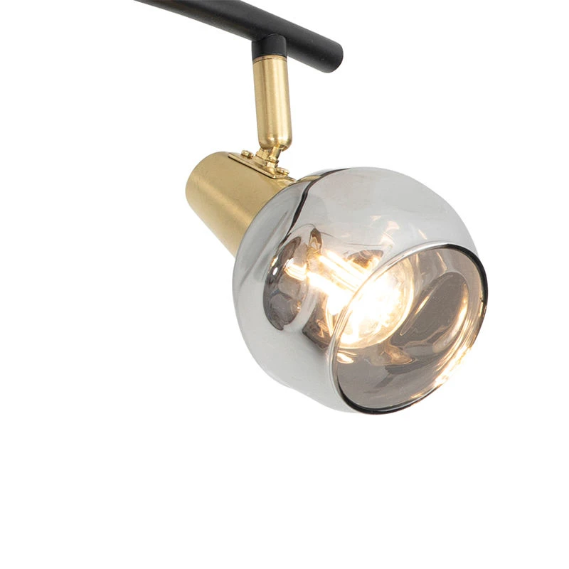 Am billigsten 🧨 QAZQA Art Deco Deckenleuchte Gold mit Rauchglas 4-Licht - Vidro 😀 2 Am billigsten 🧨 QAZQA Art Deco Deckenleuchte Gold mit Rauchglas 4-Licht - Vidro 😀 – Bild 2