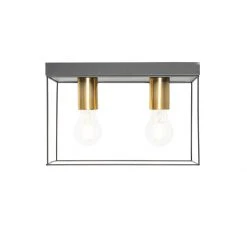 Bestpreis 😉 QAZQA Minimalistische plafondlamp zwart met goud 2-lichts - Kodi 🧨 -Deckenleuchten Verkaufs-Shop 3922 105605 6