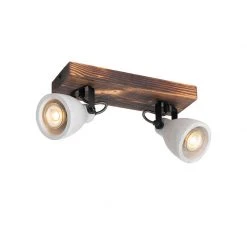 Billig 💯 QAZQA Industrielle Deckenlampe Holz mit Beton 2-flammig - Creto 🎁 -Deckenleuchten Verkaufs-Shop 3933 104420 6