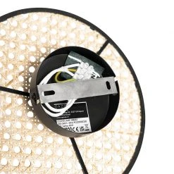 Bestes Angebot 🔔 QAZQA Country Decken- und Wandleuchte schwarz mit Rattan 25 cm - Kata 🎉 -Deckenleuchten Verkaufs-Shop 3970 105551 8