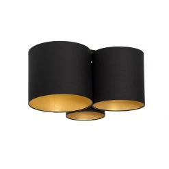Bester Verkauf 💯 QAZQA Plafondlamp zwart met gouden binnenkant 3-lichts - Multidrum ✔️ -Deckenleuchten Verkaufs-Shop 3990 105735 10
