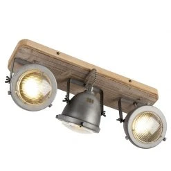 Brandneu 🧨 QAZQA Industriespot Stahl mit Holz kippbar 3-Licht - Emado 😉 -Deckenleuchten Verkaufs-Shop 4030 96670 6