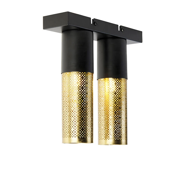 Coupon ✨ QAZQA Industrielle Deckenlampe schwarz mit Gold 2-flammig - Raspi ⌛ 9 Coupon ✨ QAZQA Industrielle Deckenlampe schwarz mit Gold 2-flammig - Raspi ⌛ – Bild 9