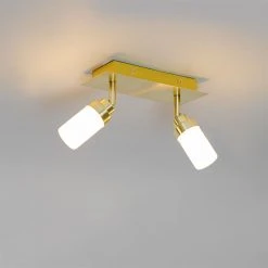 Bester Verkauf ✨ QAZQA Moderne badkamer spot messing 2-lichts IP44 - Japie 🧨 -Deckenleuchten Verkaufs-Shop 4056 105914 11