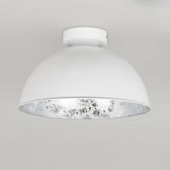 Am billigsten ⭐ QAZQA Weiße Deckenlampe mit Silber 30 cm - Magna Basic 🤩 -Deckenleuchten Verkaufs-Shop 4074 93572 6