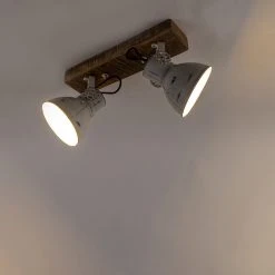 Bester Verkauf 🎉 QAZQA Industriestrahler weiß mit Mangoholz 2-hell - Mangos 🔥 -Deckenleuchten Verkaufs-Shop 4110 98842 11