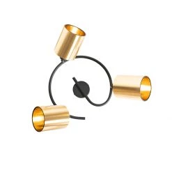 Bester Verkauf 🎁 QAZQA Moderne plafondlamp zwart met goud 3-lichts - Lofty ✔️ -Deckenleuchten Verkaufs-Shop 4113 105424 10
