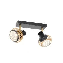 Budget ✔️ QAZQA Modernes Punktschwarz mit Gold 2-Licht - Lucas 🥰 -Deckenleuchten Verkaufs-Shop 4178 105154 8