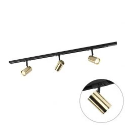 Angebote 💯 QAZQA Schienensystem mit 3 Spots 1-phasig schwarz mit Gold - Jeana 👏