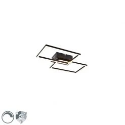 Budget 🔔 QAZQA Deckenleuchte quadratisch schwarz 3-stufig dimmbar - Plazas Novo 👍