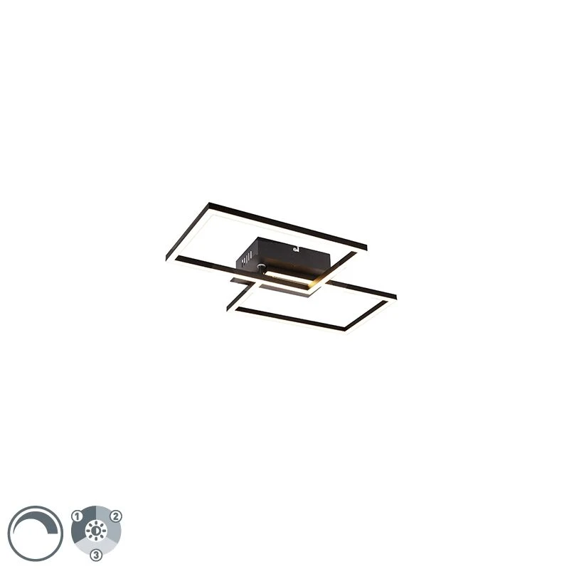 Budget 🔔 QAZQA Deckenleuchte quadratisch schwarz 3-stufig dimmbar - Plazas Novo 👍 1 Budget 🔔 QAZQA Deckenleuchte quadratisch schwarz 3-stufig dimmbar - Plazas Novo 👍