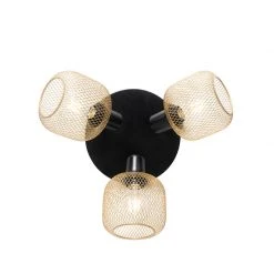 Am billigsten 🛒 QAZQA Industriespot schwarz mit goldenen 3-Lichtern - Bliss Mesh 😀 -Deckenleuchten Verkaufs-Shop 4232 104481 10